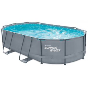 ACTIVE Frame fritstående pool komplet sæt m/stige og pumpe H107 x B488 x D305 cm - Grå