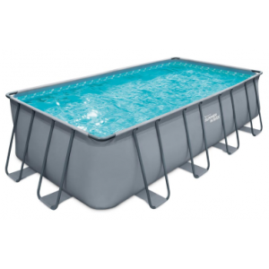 ELITE Frame fritstående pool komplet sæt m/stige og pumpe H132 x B653 x D384 cm - Grå