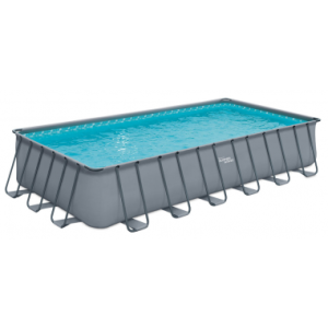 ELITE Frame fritstående pool komplet sæt m/stige og pumpe H132 x B732 x D366 cm - Grå