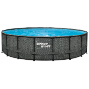 ELITE Frame fritstående pool komplet sæt m/stige og pumpe H132 x Ø549 cm - Grå rattanoptik